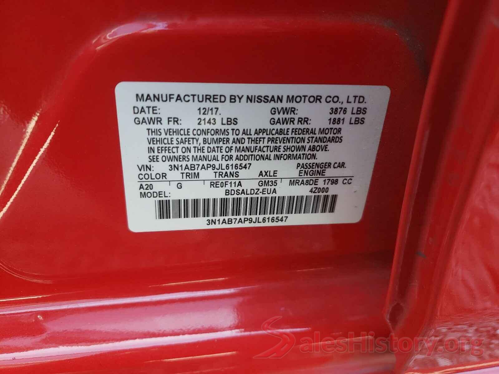 3N1AB7AP9JL616547 2018 NISSAN SENTRA