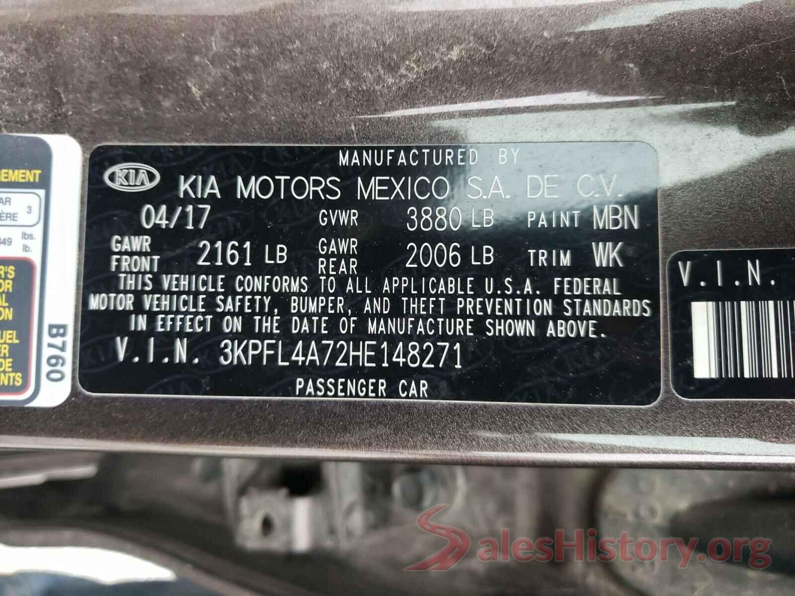 3KPFL4A72HE148271 2017 KIA FORTE