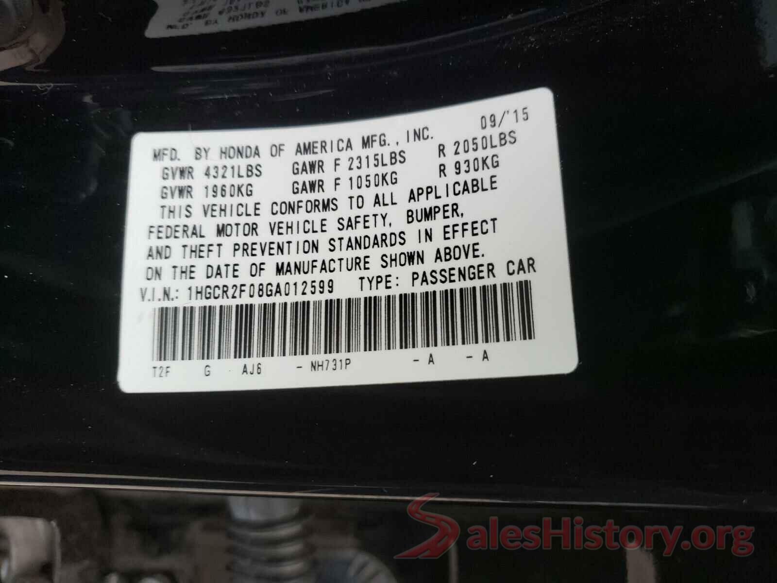 1HGCR2F08GA012599 2016 HONDA ACCORD