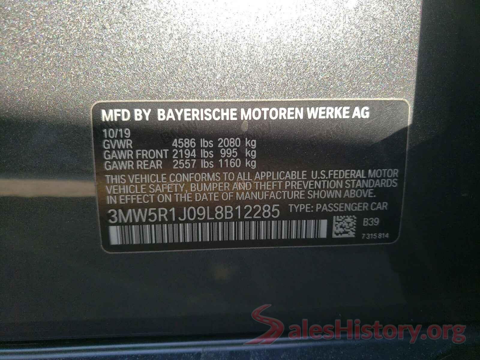 3MW5R1J09L8B12285 2020 BMW 3 SERIES