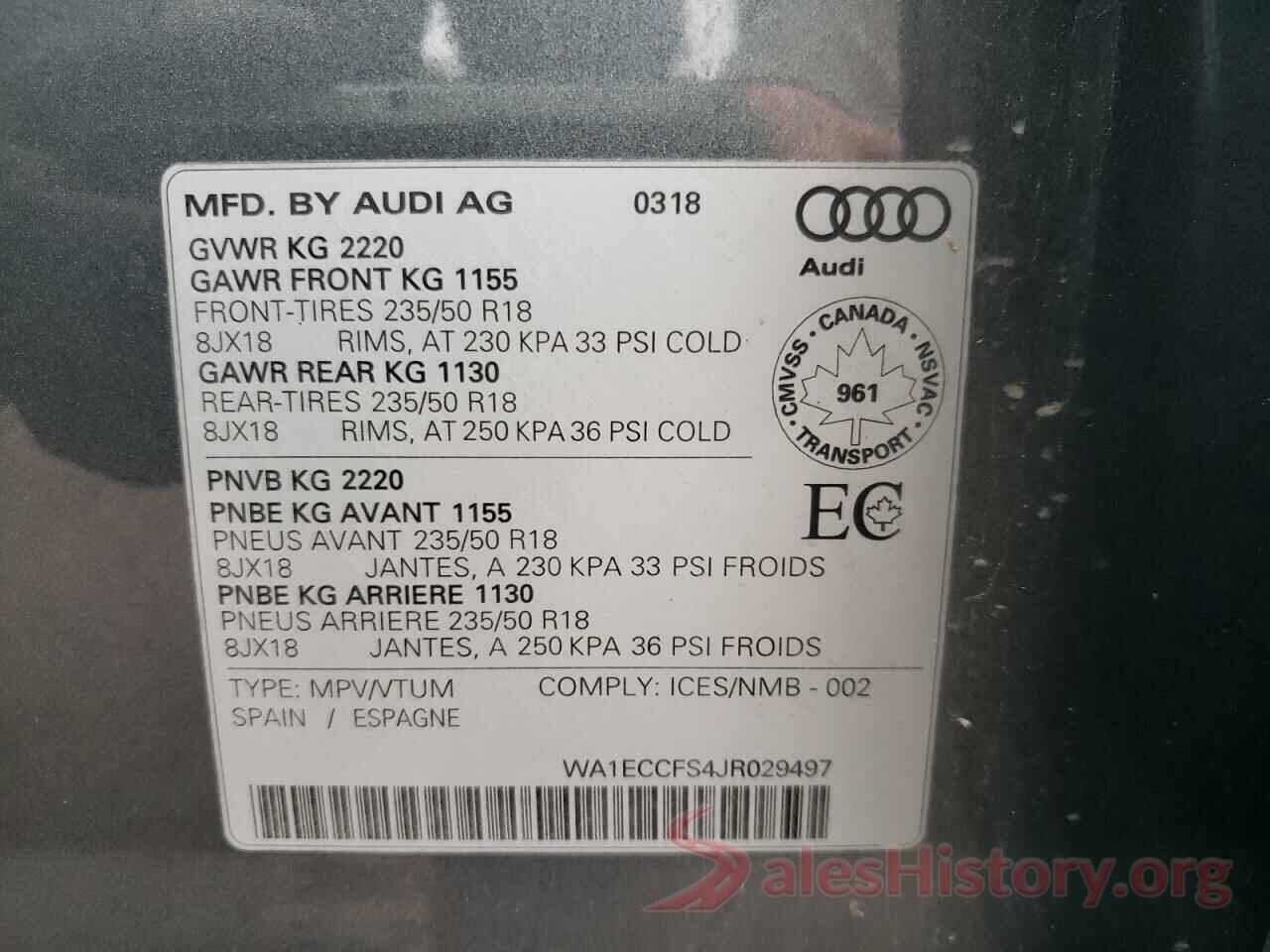 WA1ECCFS4JR029497 2018 AUDI Q3