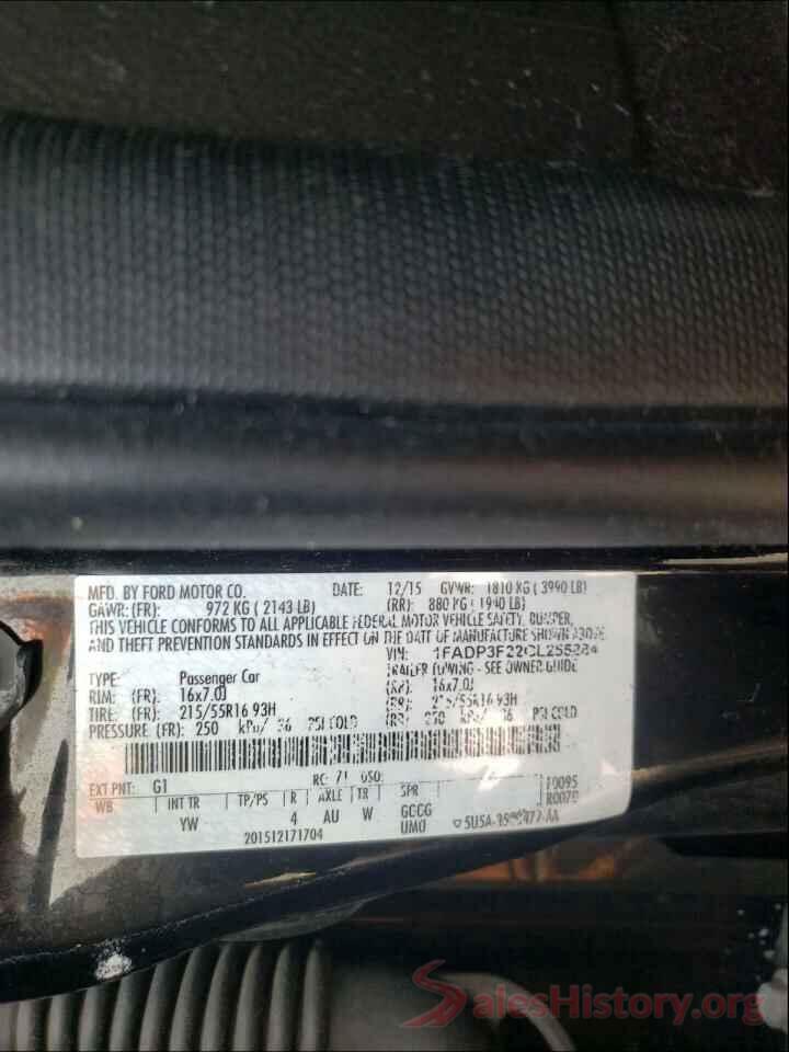 1FADP3F22GL255884 2016 FORD FOCUS