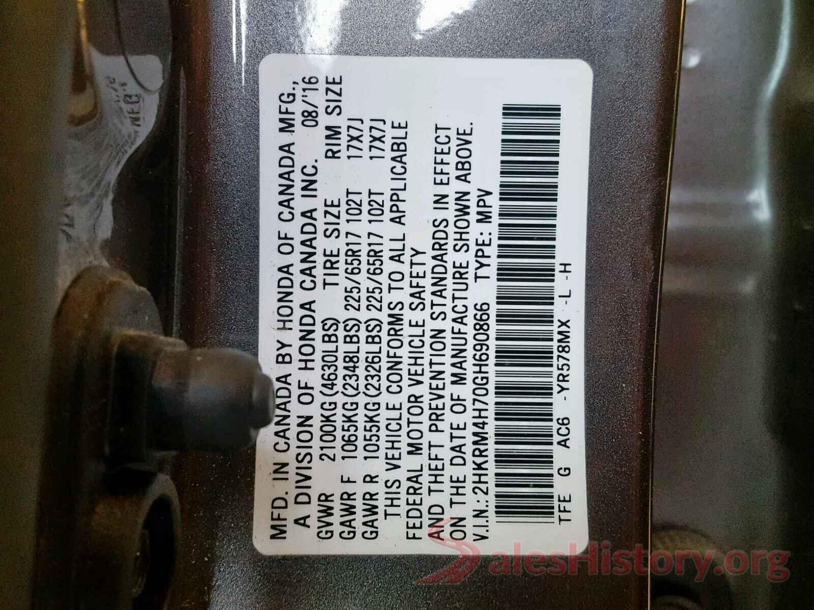 2HKRM4H70GH690866 2016 HONDA CR-V EXL