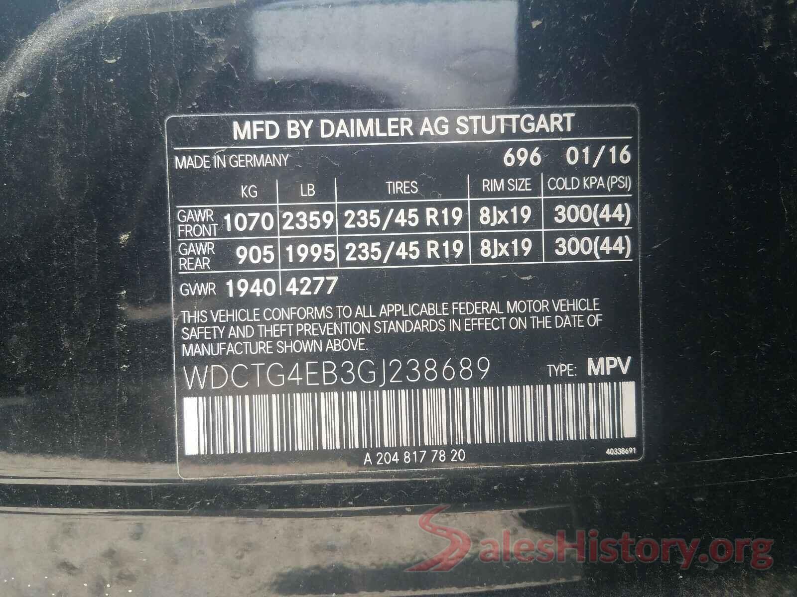 WDCTG4EB3GJ238689 2016 MERCEDES-BENZ G CLASS