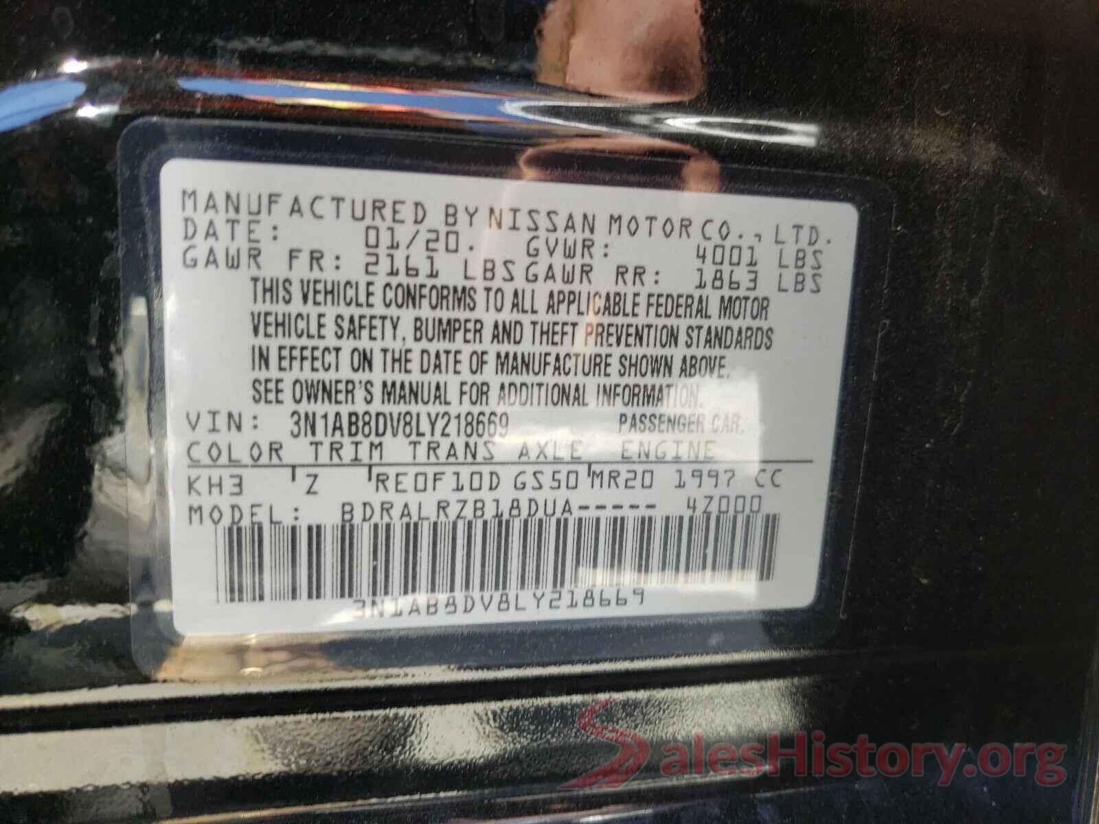 3N1AB8DV8LY218669 2020 NISSAN SENTRA