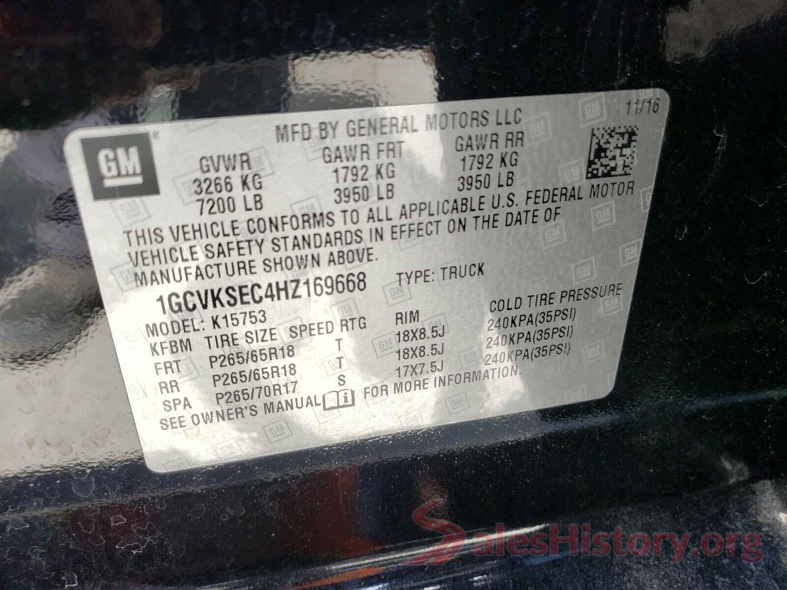 1GCVKSEC4HZ169668 2017 CHEVROLET SILVERADO