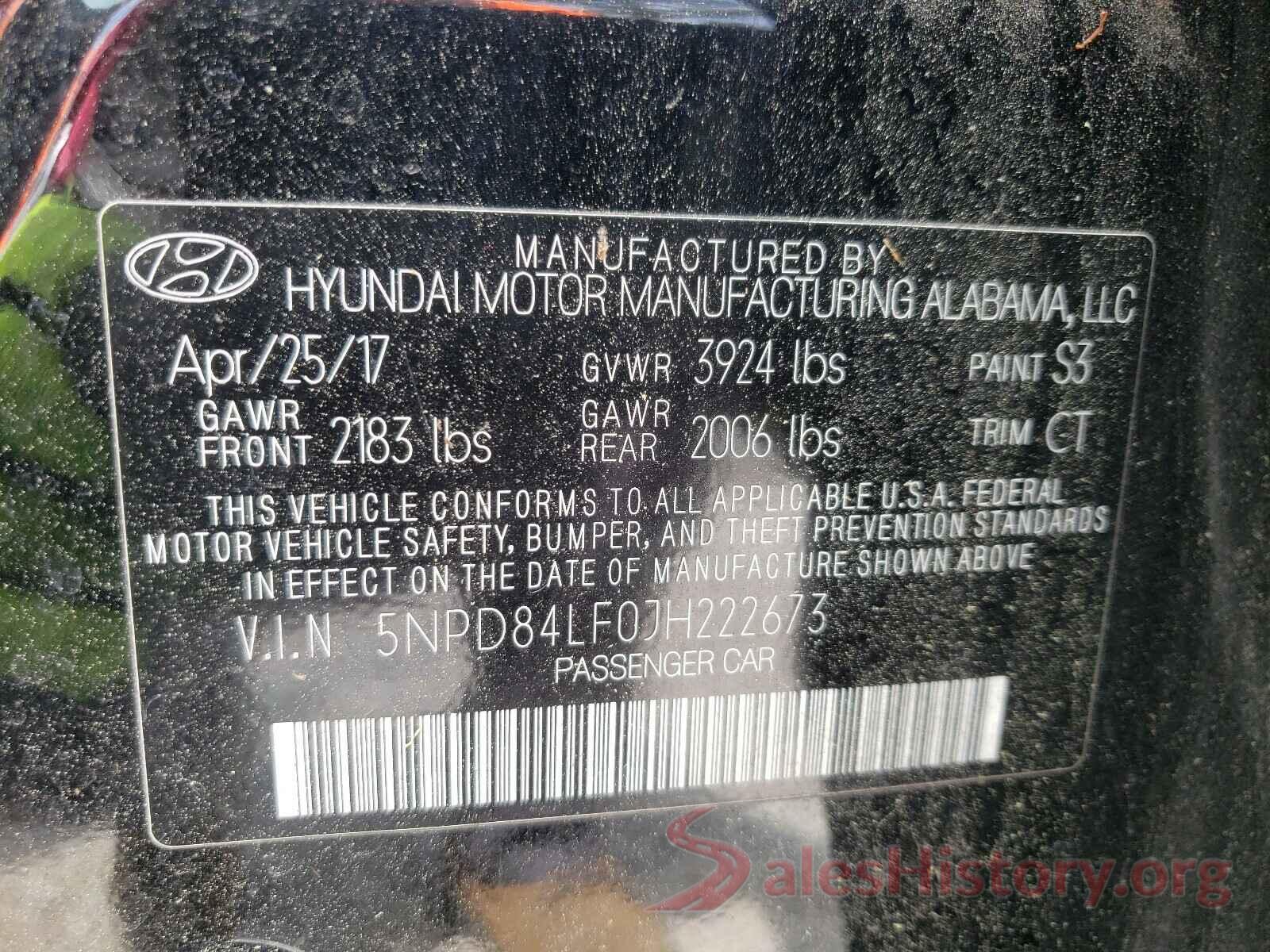 5NPD84LF0JH222673 2018 HYUNDAI ELANTRA