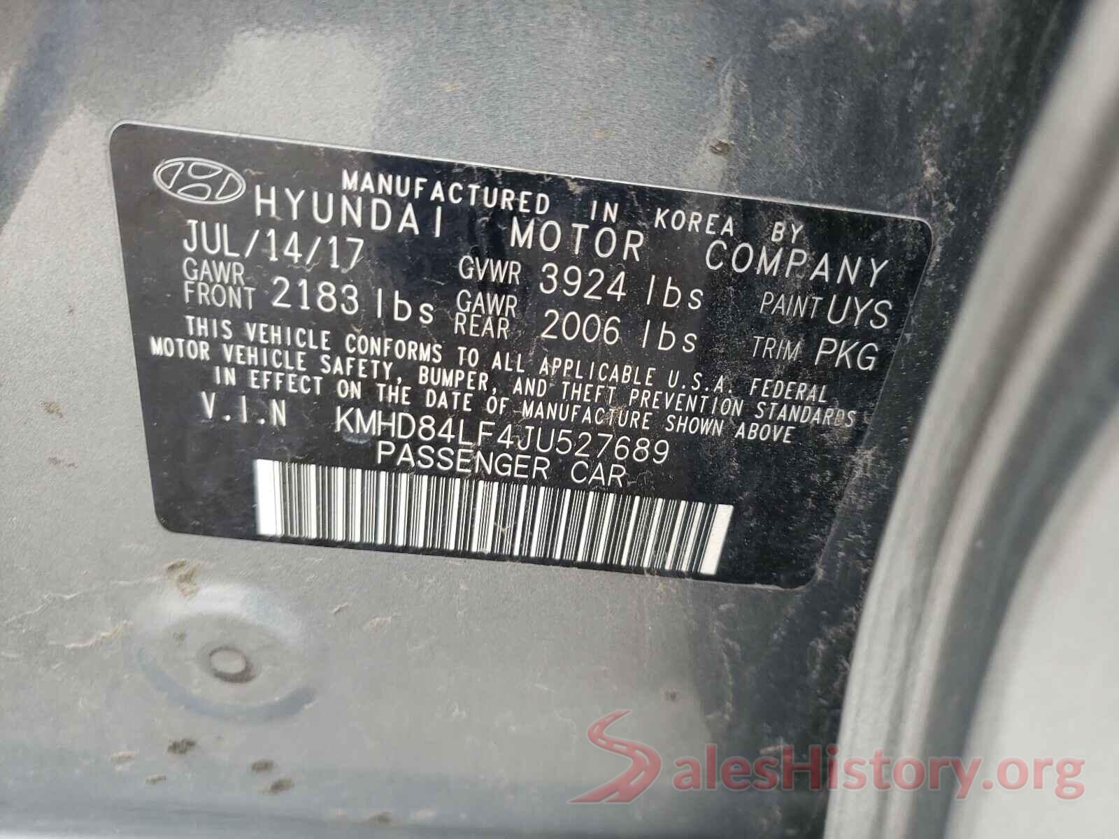 KMHD84LF4JU527689 2018 HYUNDAI ELANTRA