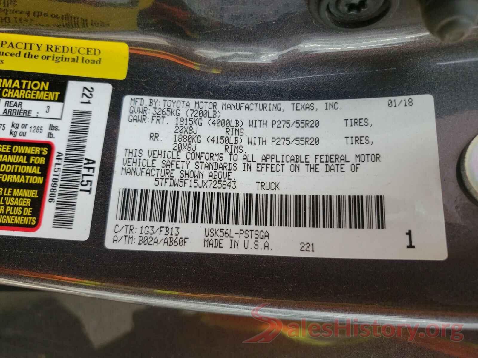 5TFDW5F15JX725843 2018 TOYOTA TUNDRA