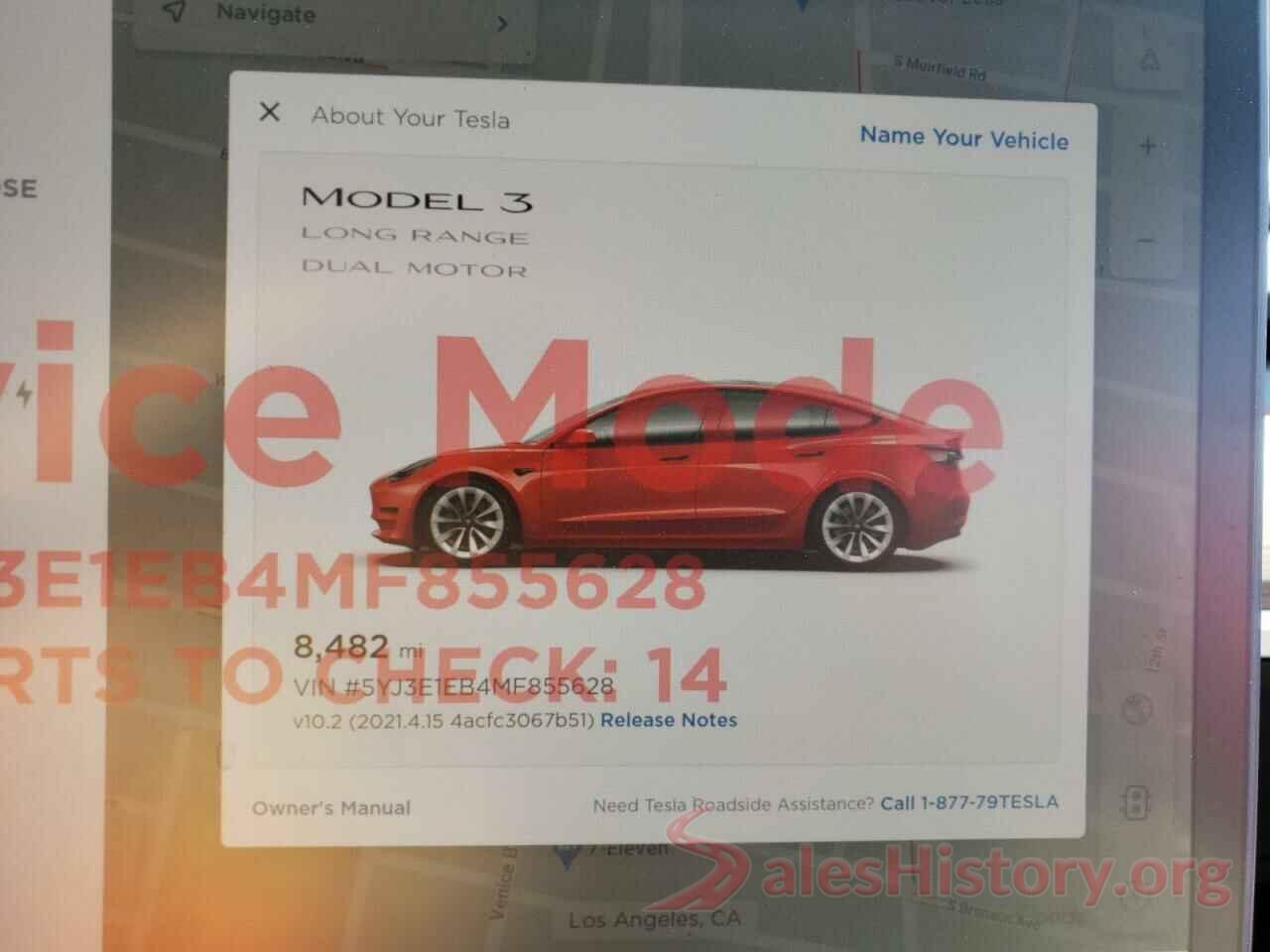 5YJ3E1EB4MF855628 2021 TESLA MODEL 3