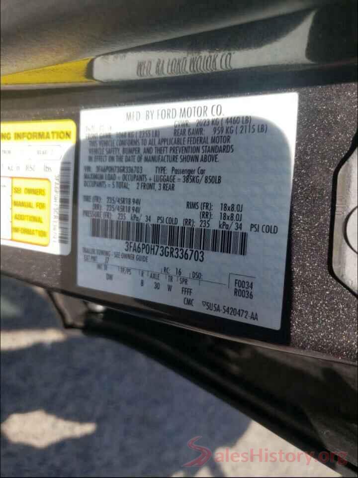 3FA6P0H73GR336703 2016 FORD FUSION