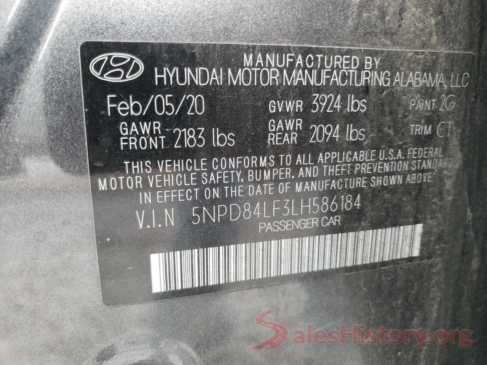 5NPD84LF3LH586184 2020 HYUNDAI ELANTRA