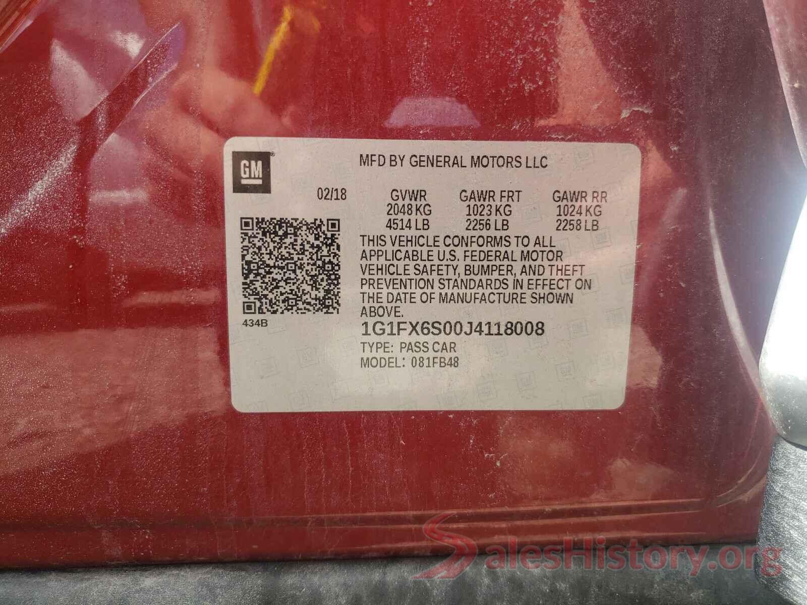 1G1FX6S00J4118008 2018 CHEVROLET BOLT