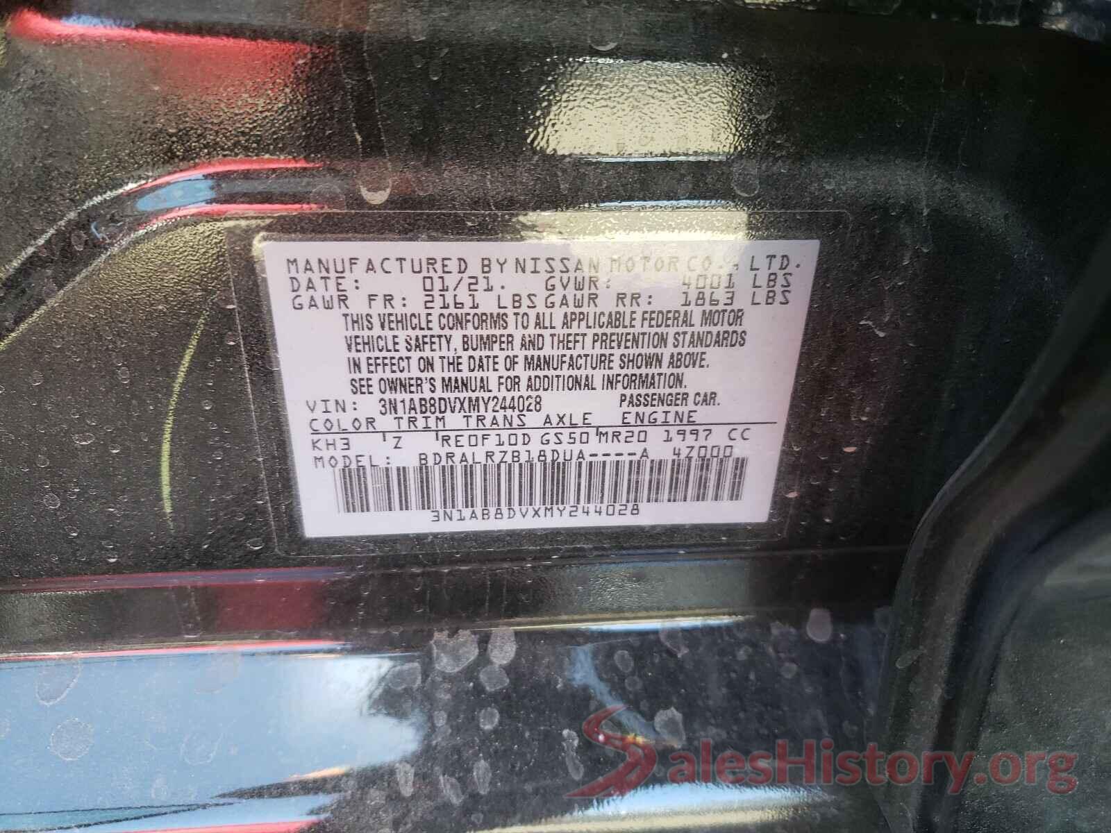 3N1AB8DVXMY244028 2021 NISSAN SENTRA