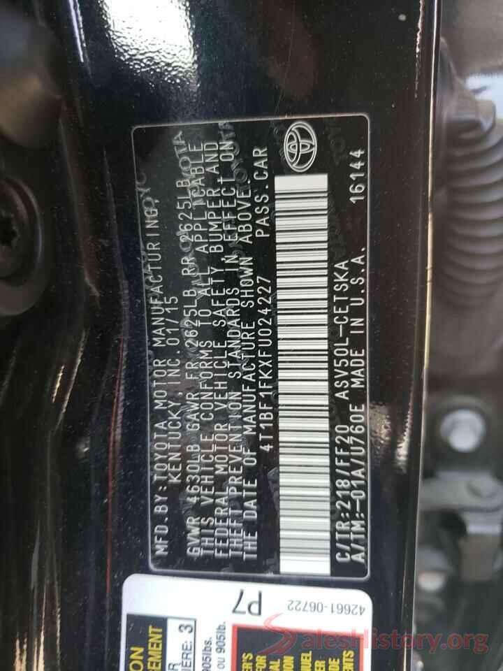 4T1BF1FKXFU024227 2015 TOYOTA CAMRY