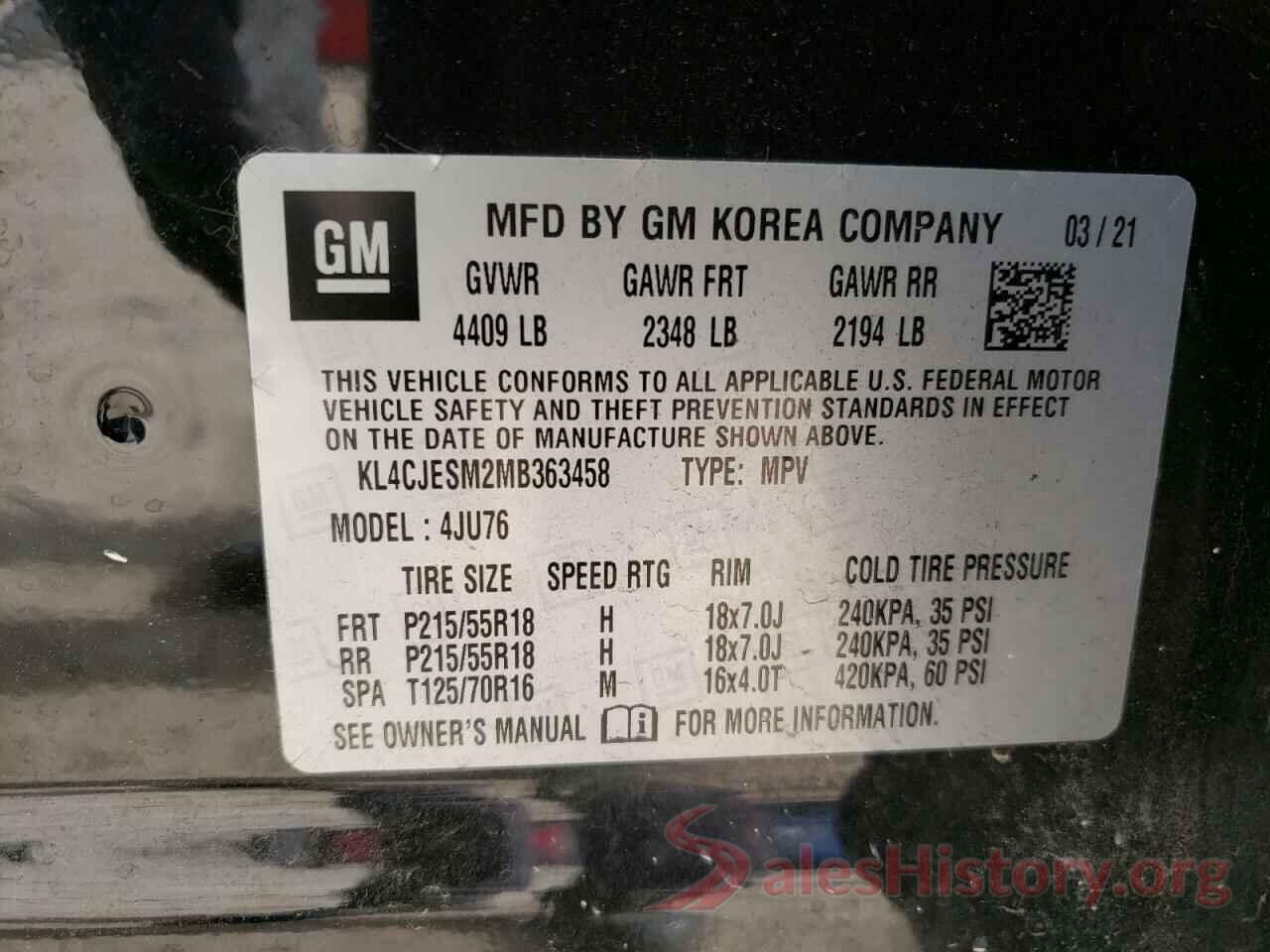 KL4CJESM2MB363458 2021 BUICK ENCORE