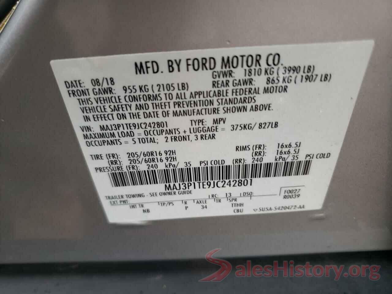 MAJ3P1TE9JC242801 2018 FORD ALL OTHER