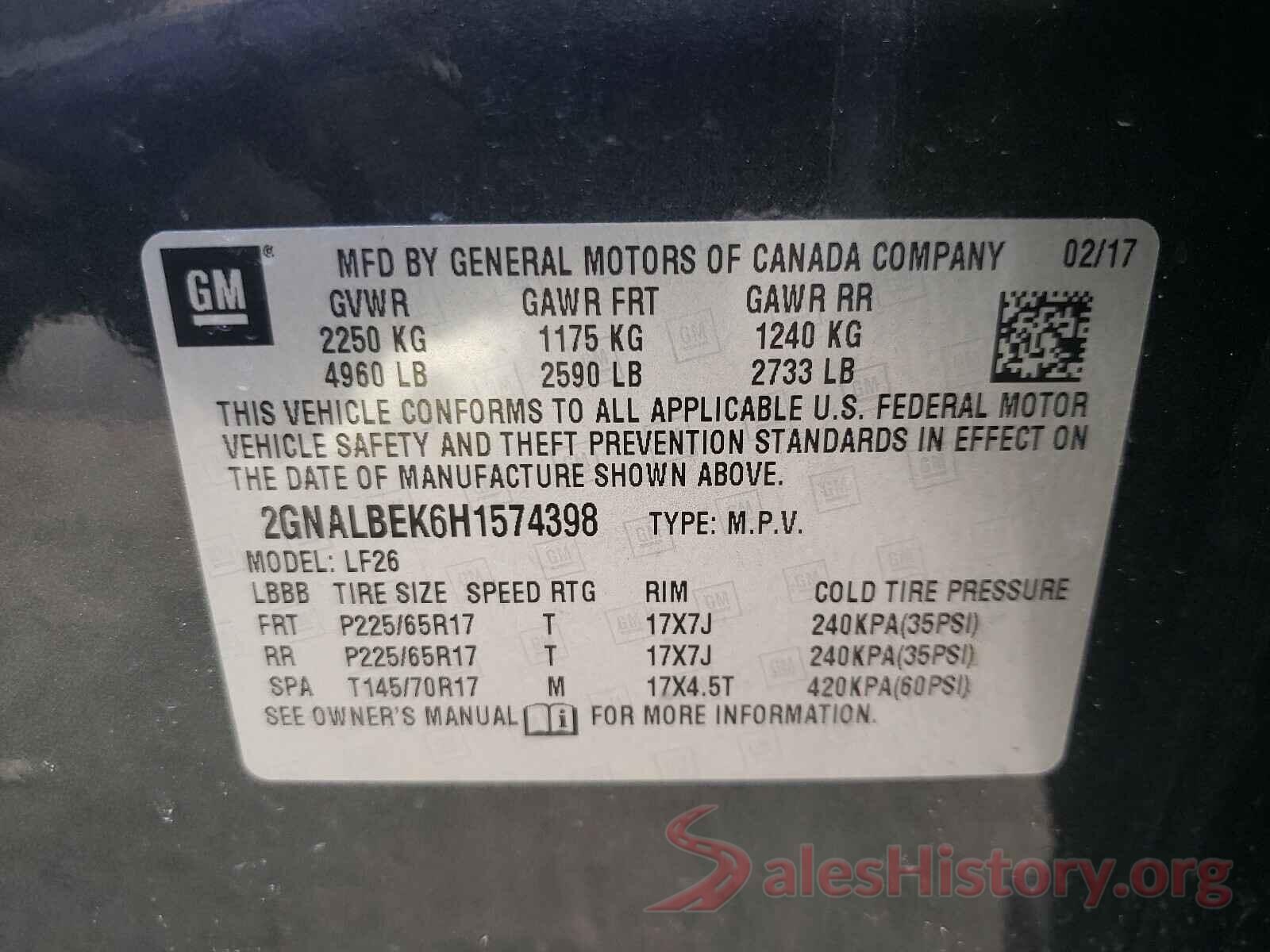 2GNALBEK6H1574398 2017 CHEVROLET EQUINOX