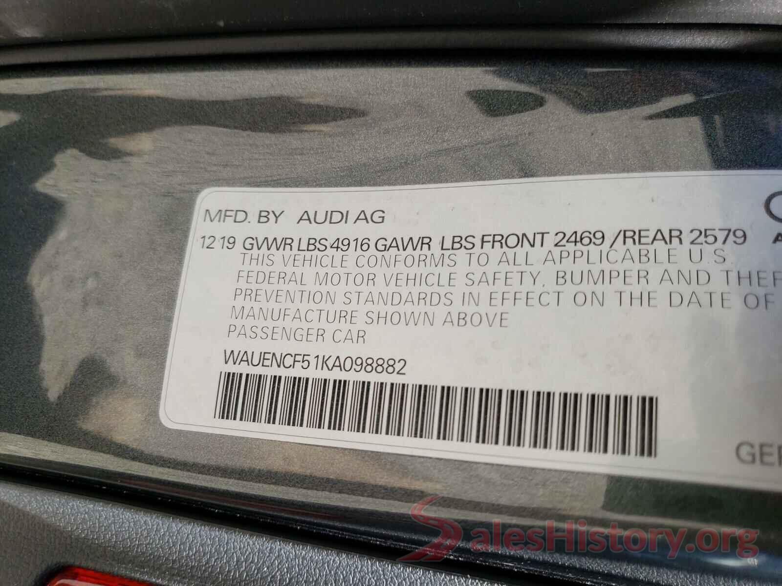 WAUENCF51KA098882 2019 AUDI A5