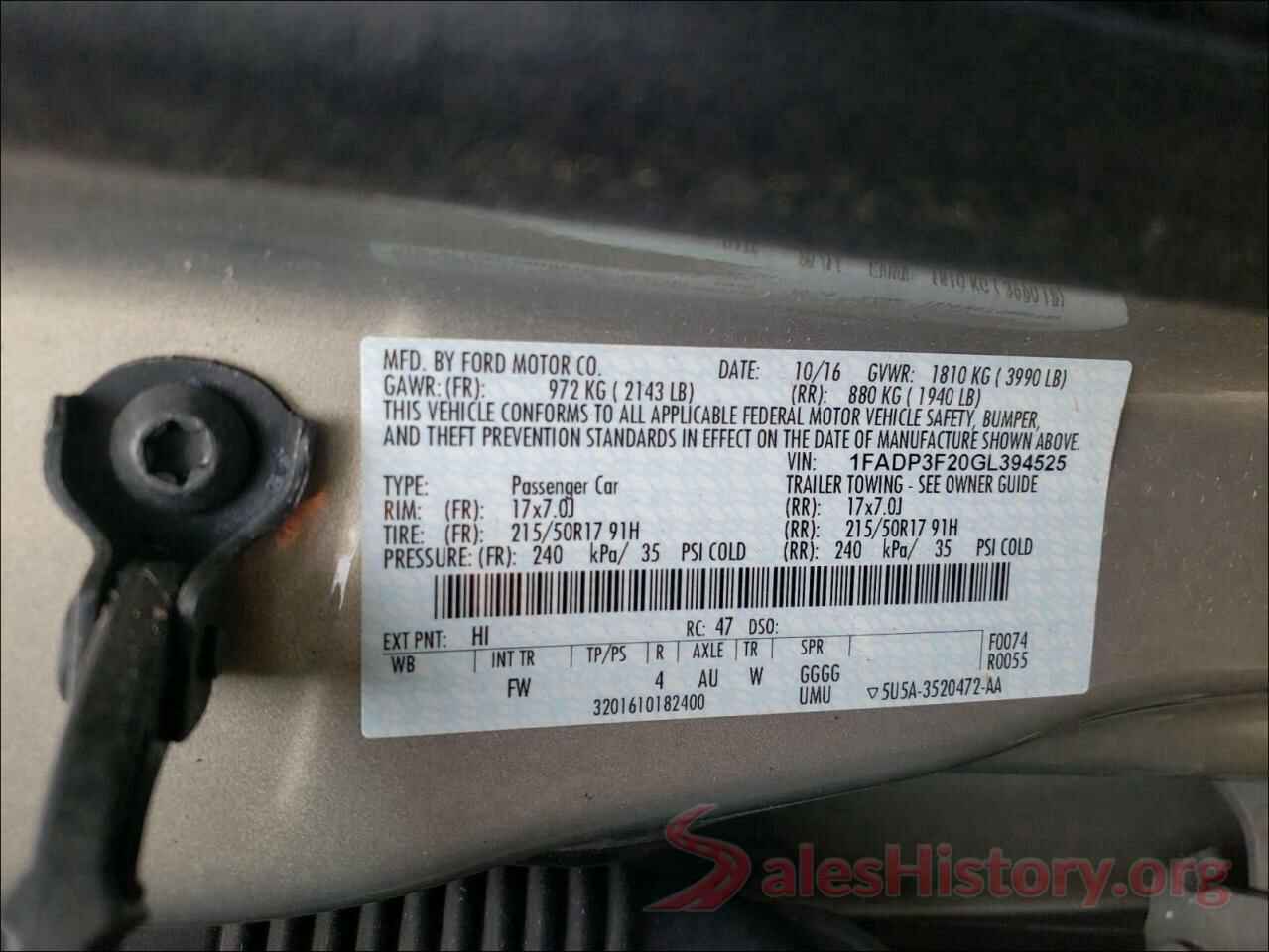 1FADP3F20GL394525 2016 FORD FOCUS