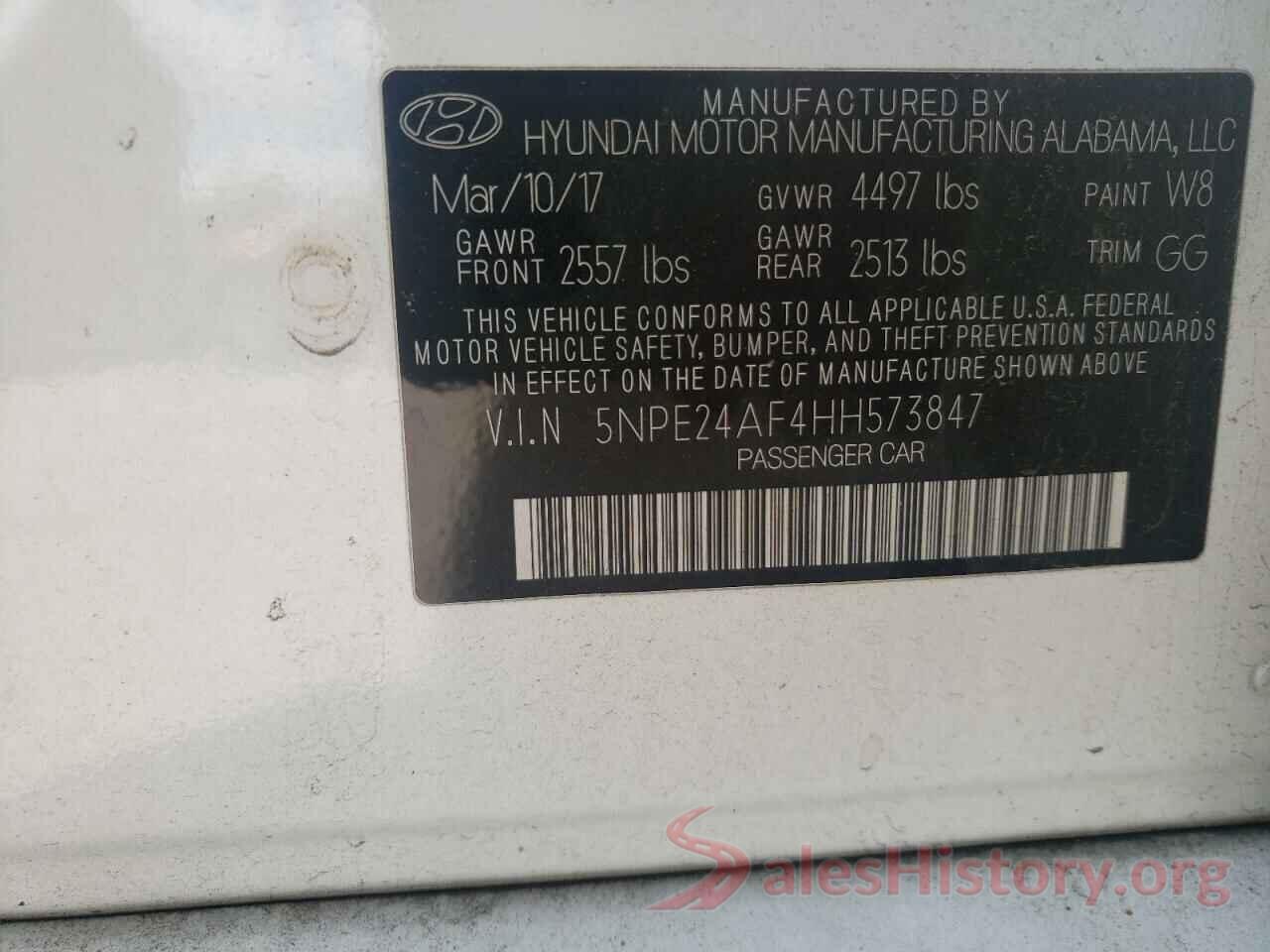 5NPE24AF4HH573847 2017 HYUNDAI SONATA