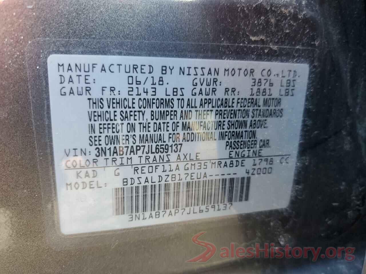 3N1AB7AP7JL659137 2018 NISSAN SENTRA