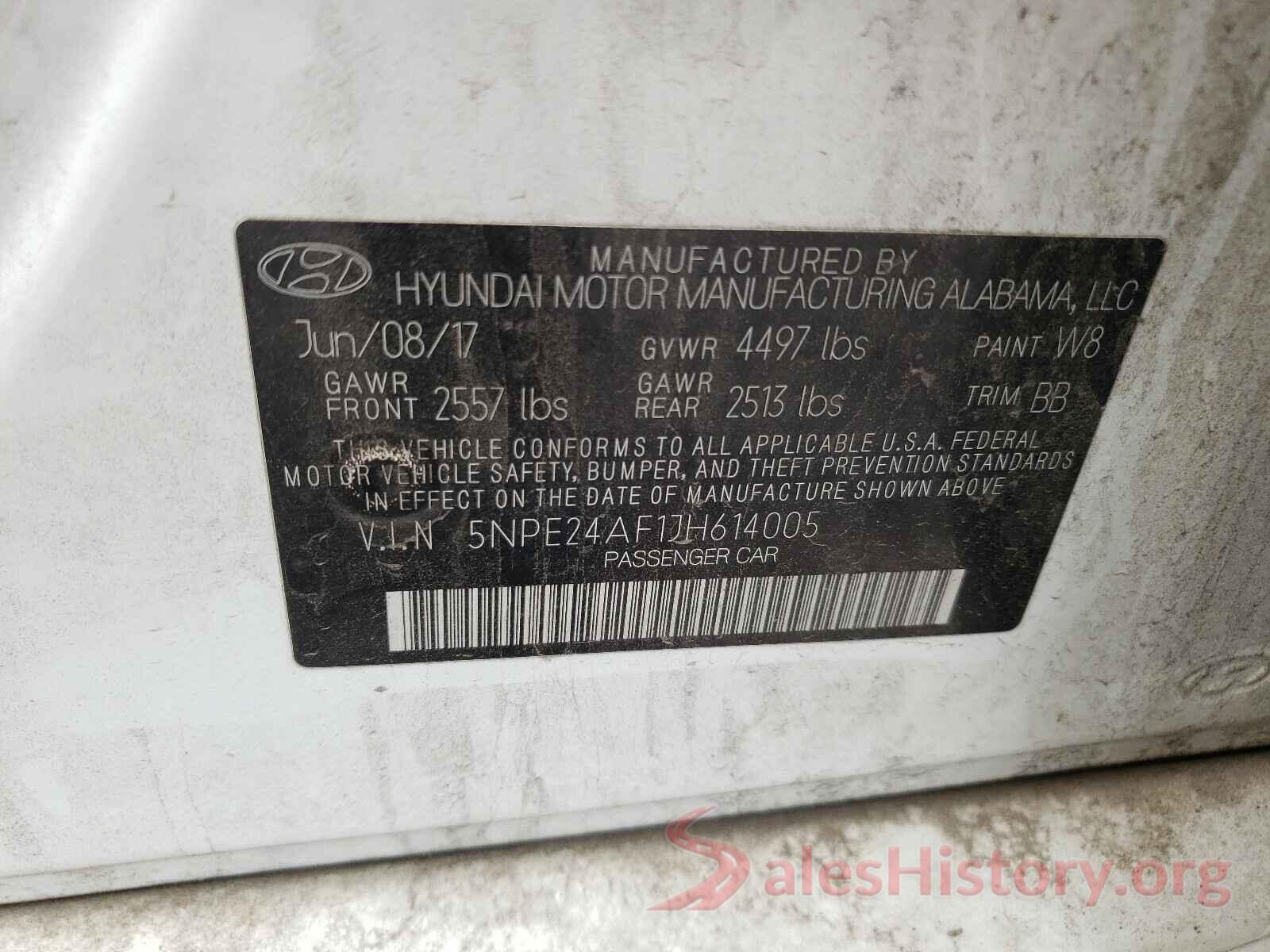 5NPE24AF1JH614005 2018 HYUNDAI SONATA