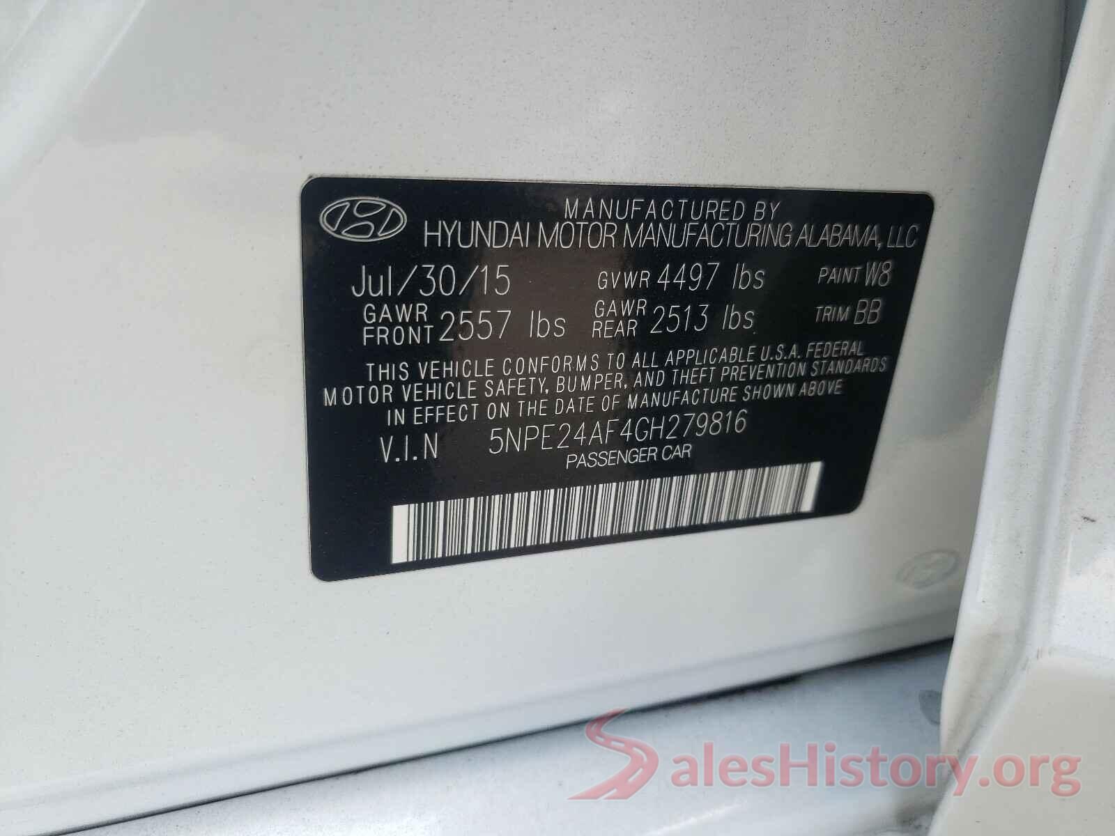 5NPE24AF4GH279816 2016 HYUNDAI SONATA