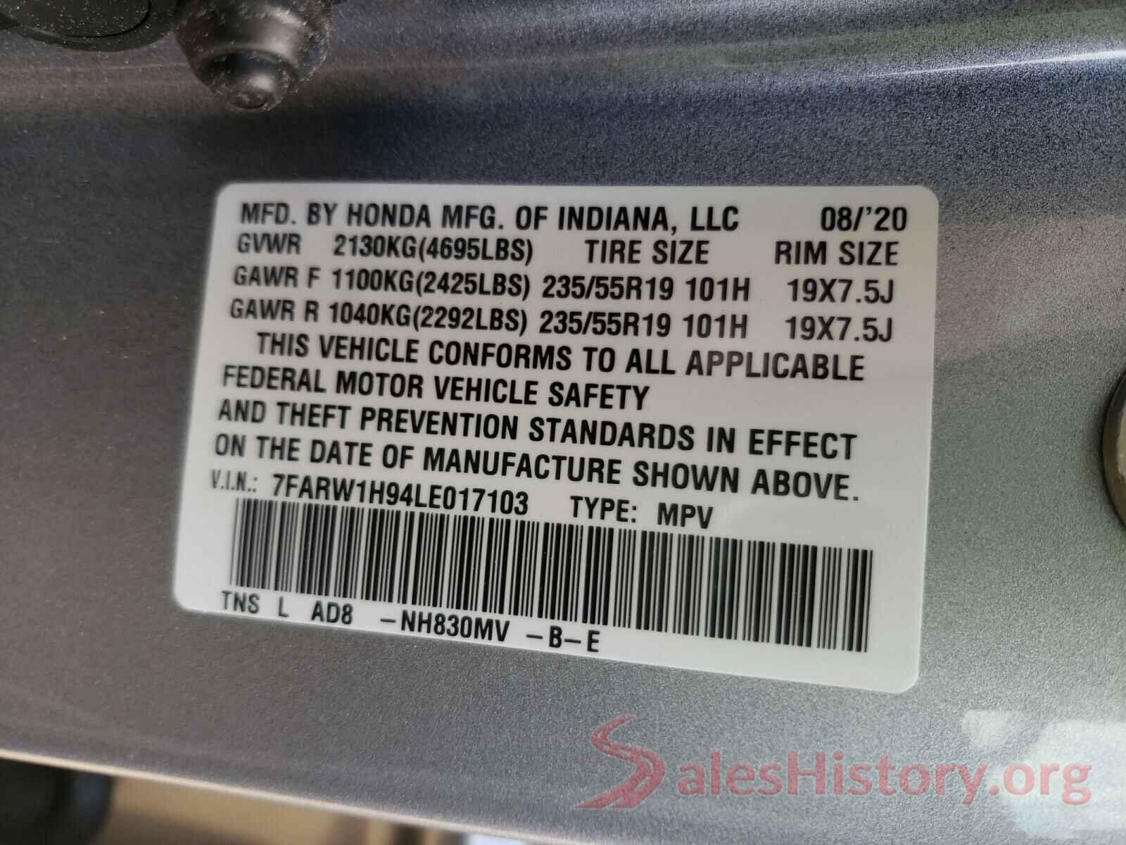 7FARW1H94LE017103 2020 HONDA CRV