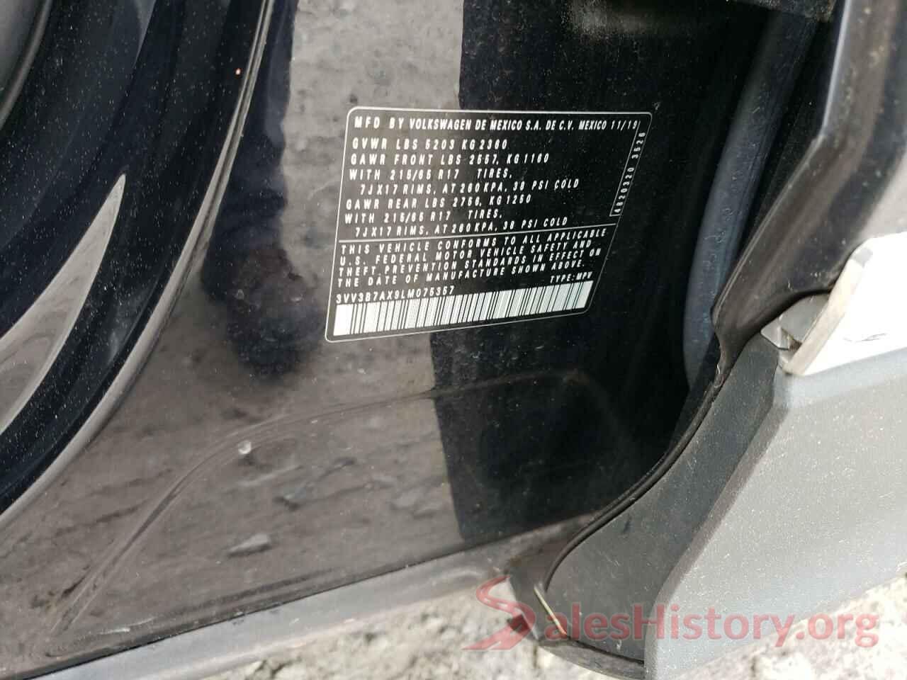 3VV3B7AX9LM075357 2020 VOLKSWAGEN TIGUAN