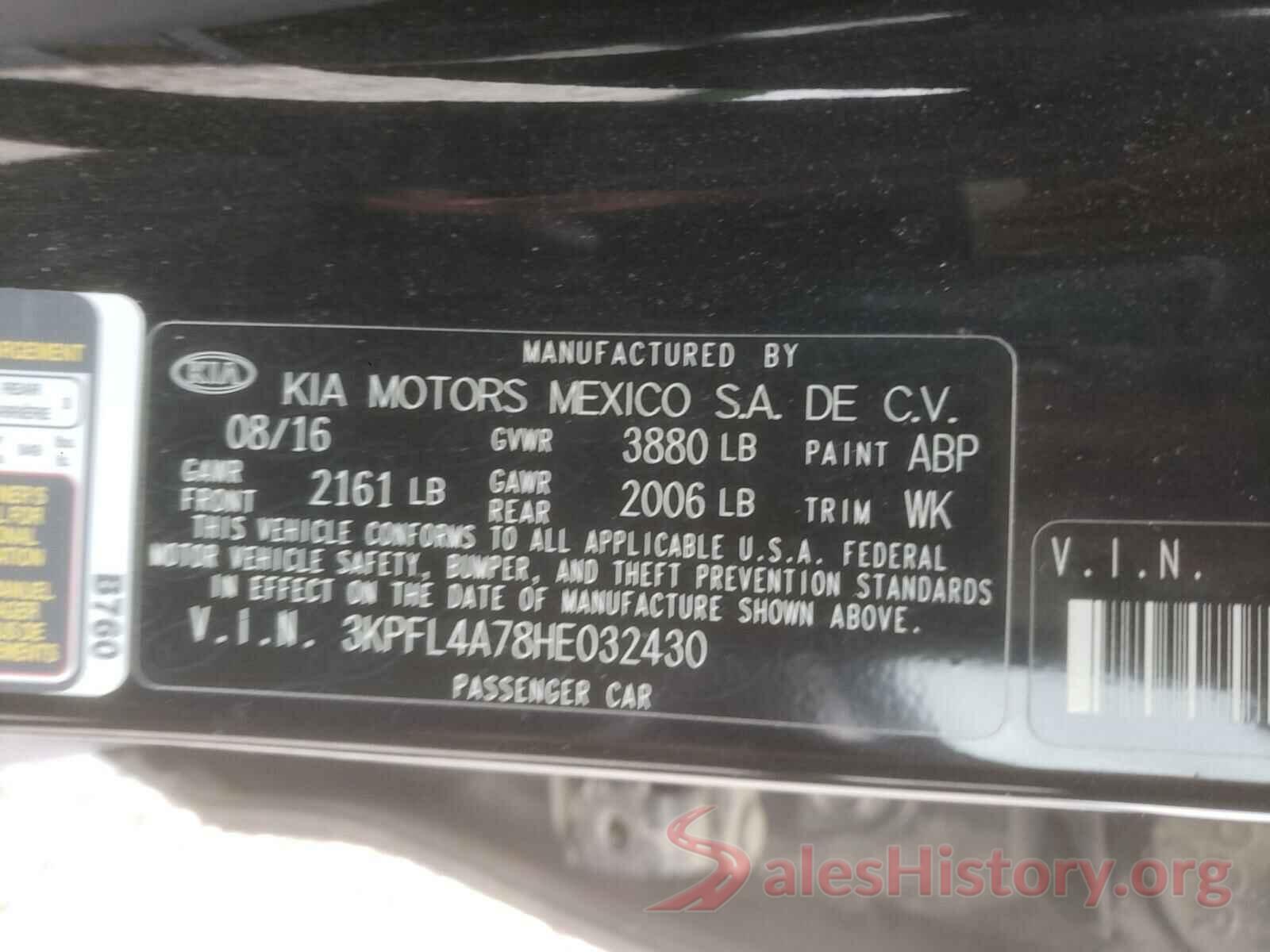 3KPFL4A78HE032430 2017 KIA FORTE