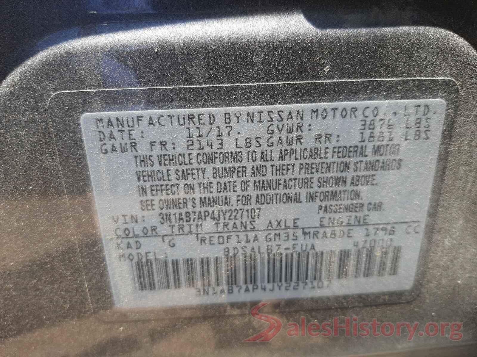 3N1AB7AP4JY227107 2018 NISSAN SENTRA