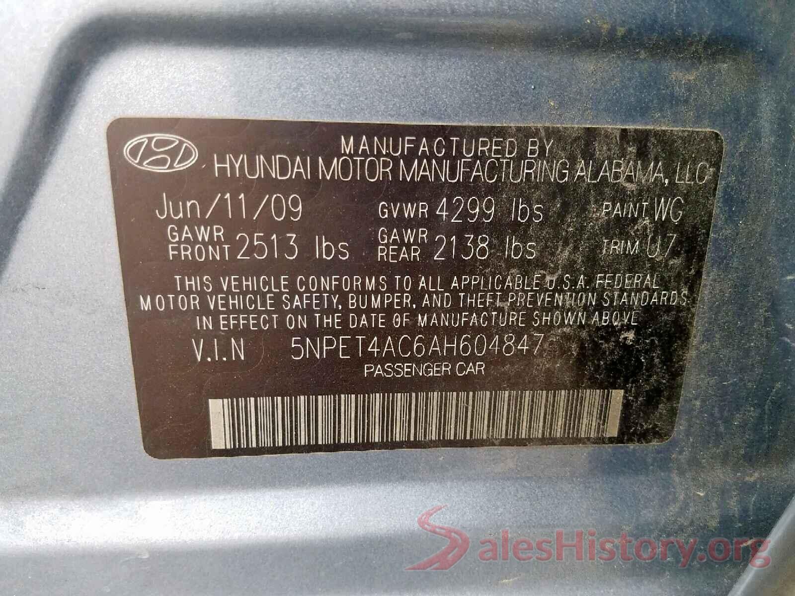 5NPET4AC6AH604847 2010 HYUNDAI SONATA