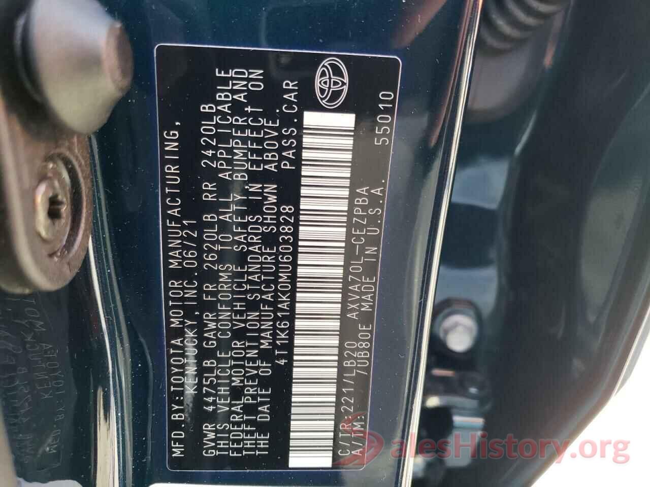 4T1K61AK0MU603828 2021 TOYOTA CAMRY