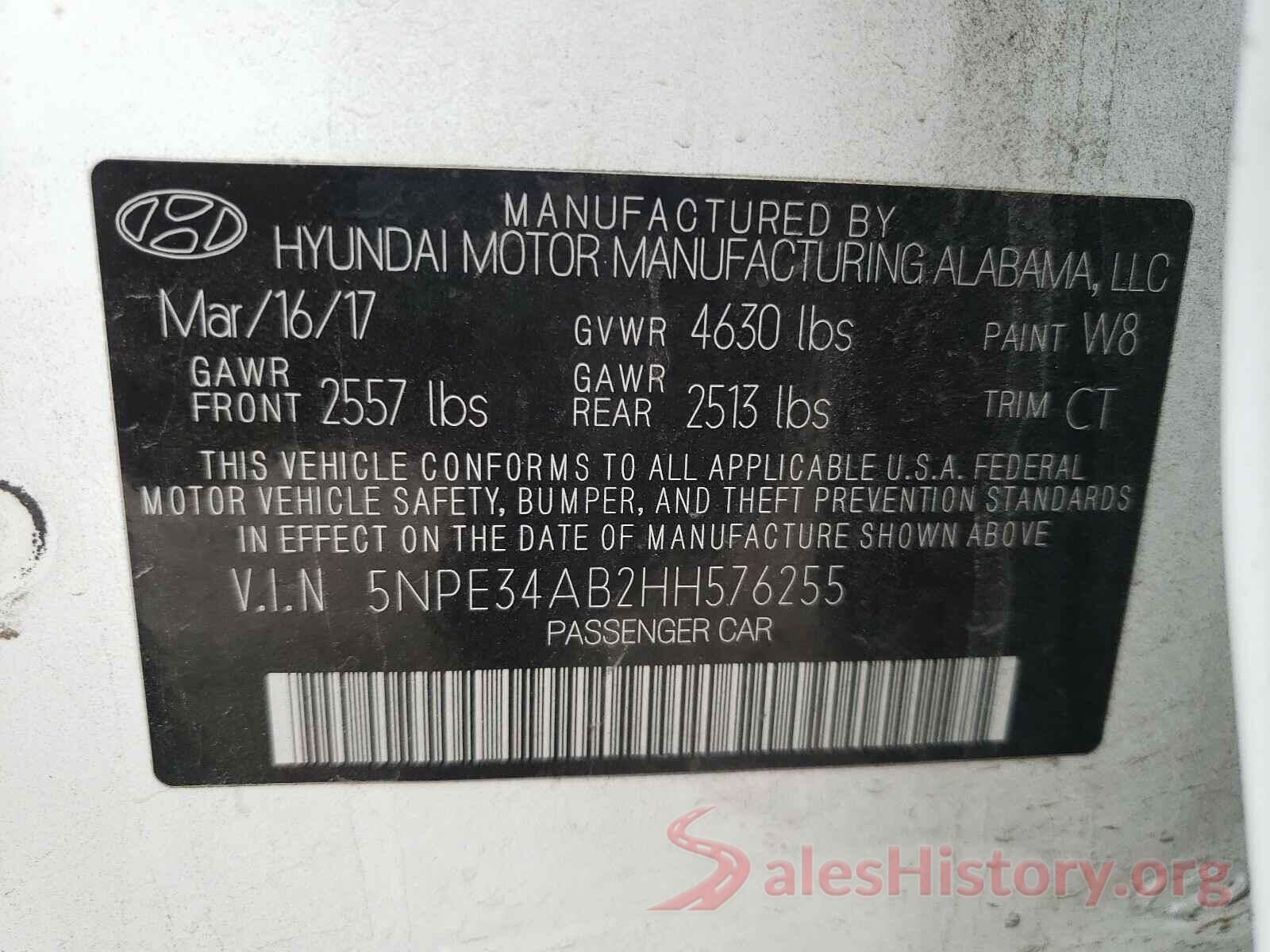 5NPE34AB2HH576255 2017 HYUNDAI SONATA