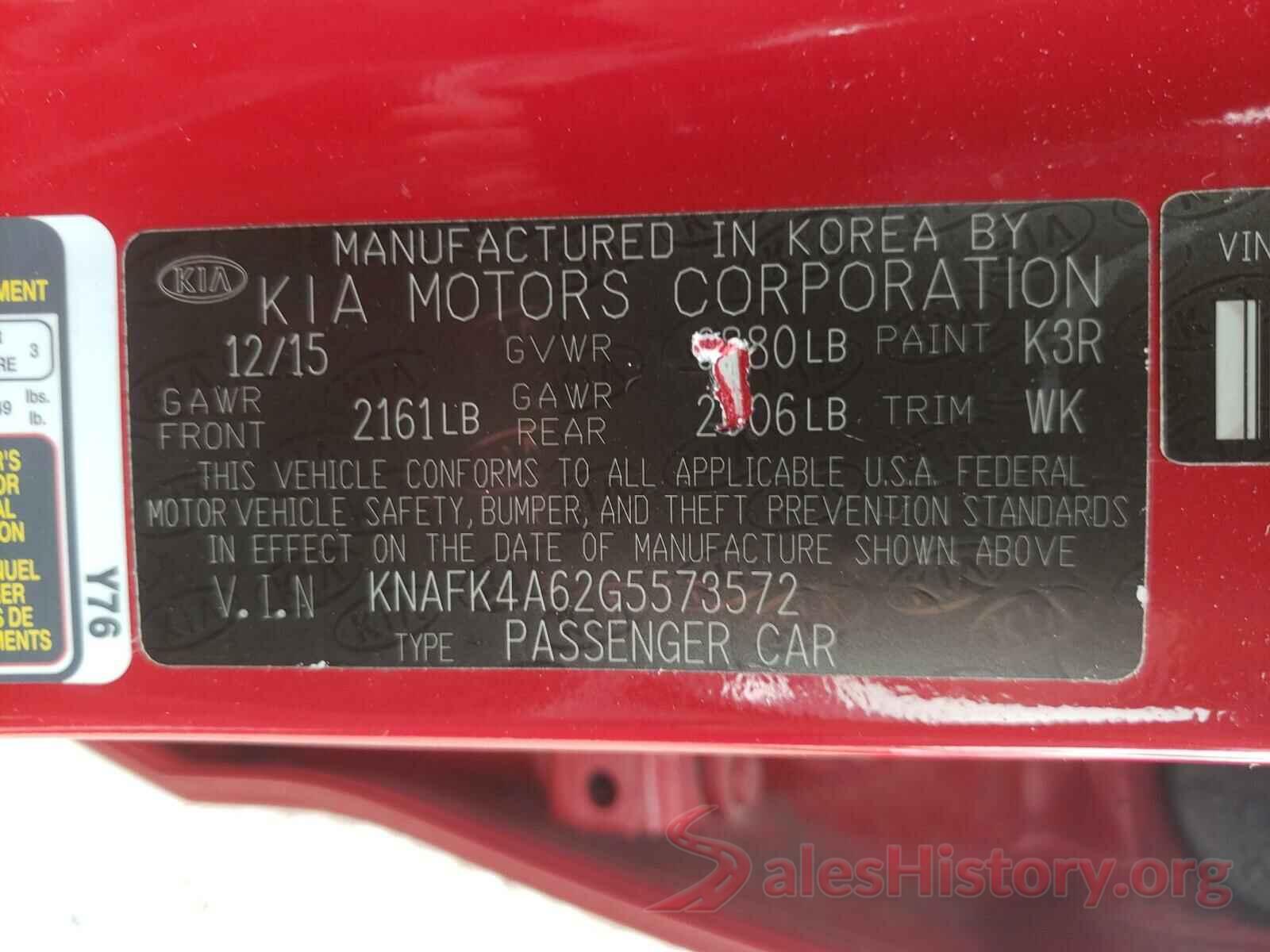 KNAFK4A62G5573572 2016 KIA FORTE