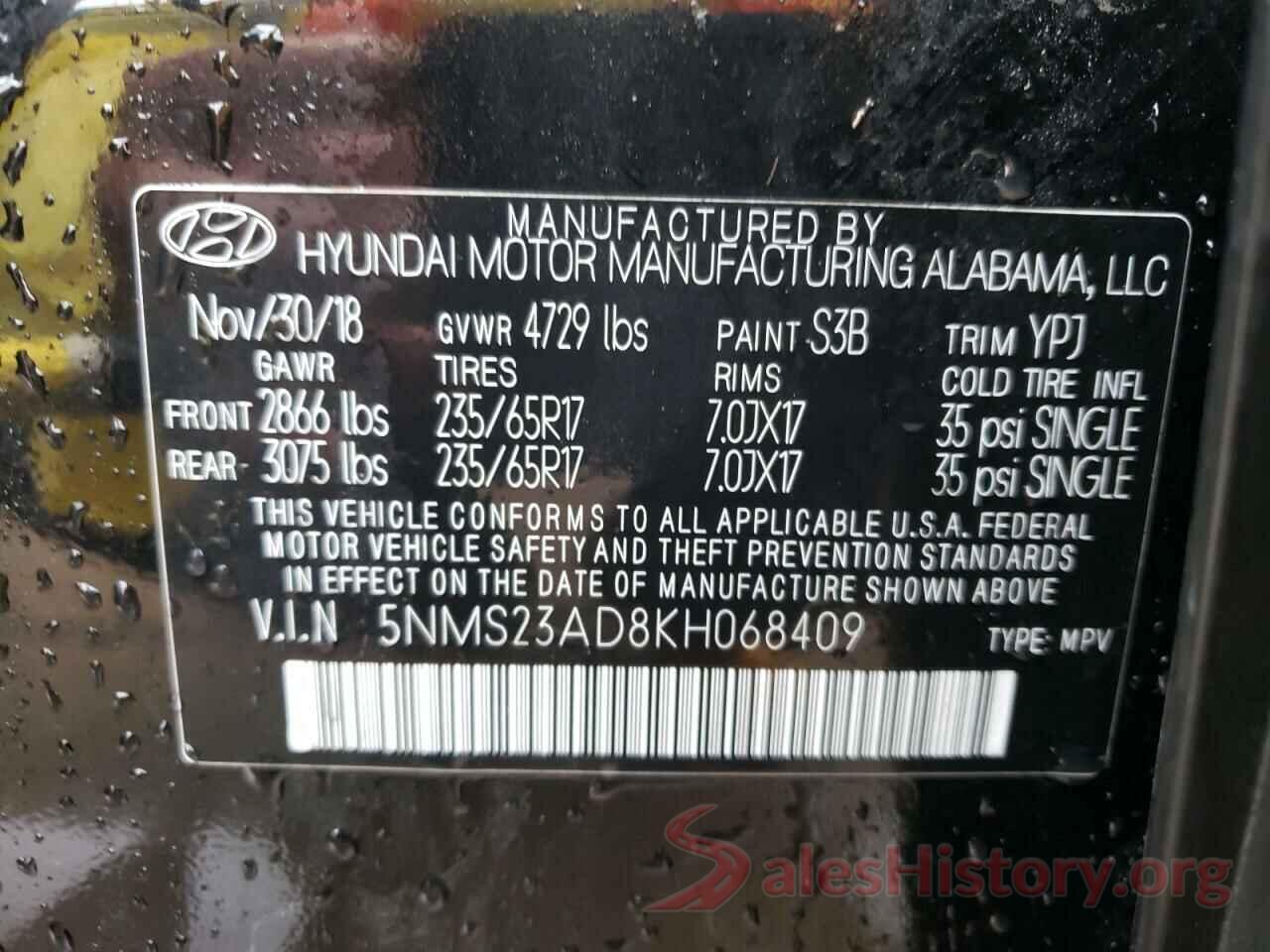 5NMS23AD8KH068409 2019 HYUNDAI SANTA FE