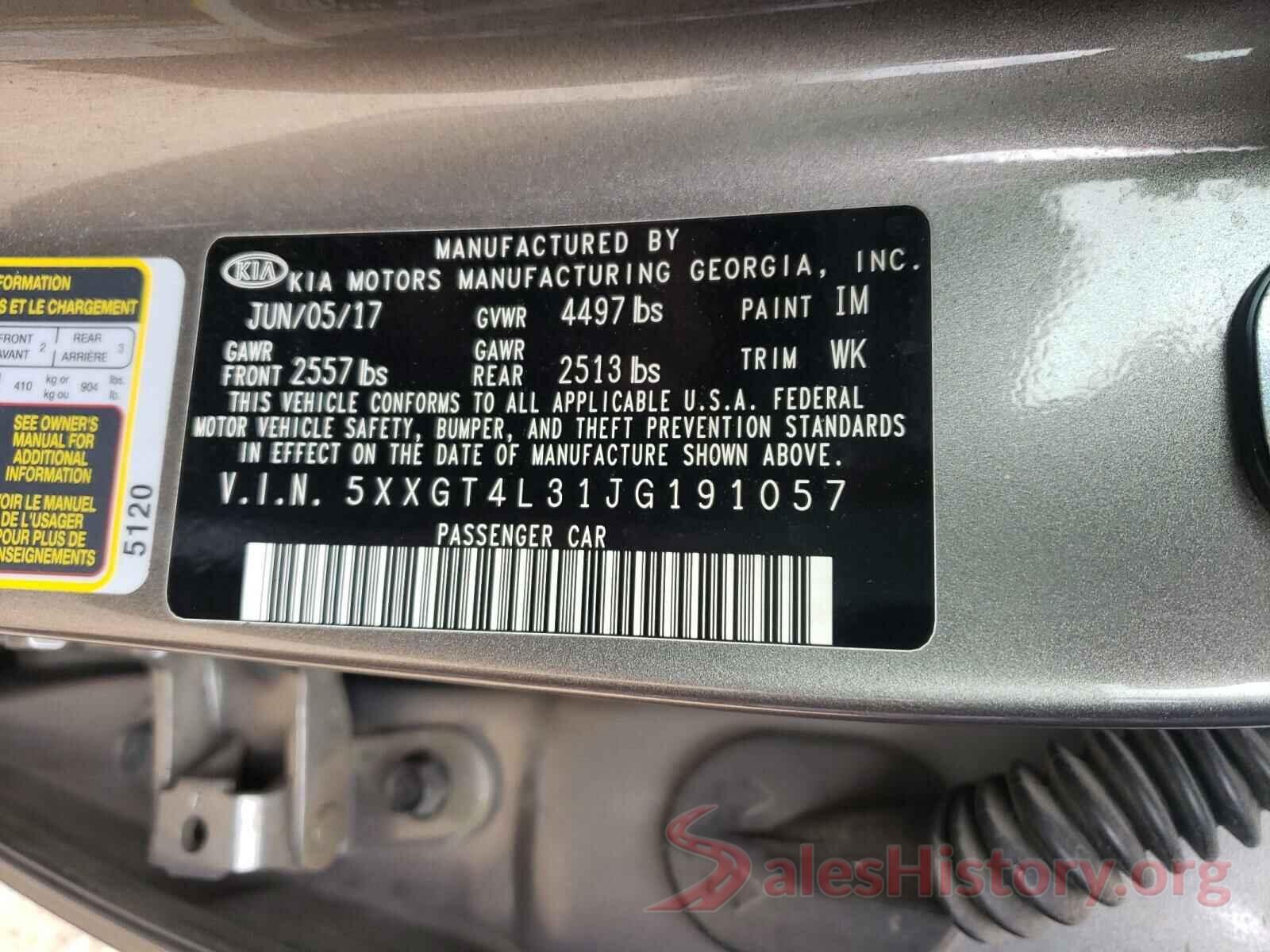 5XXGT4L31JG191057 2018 KIA OPTIMA