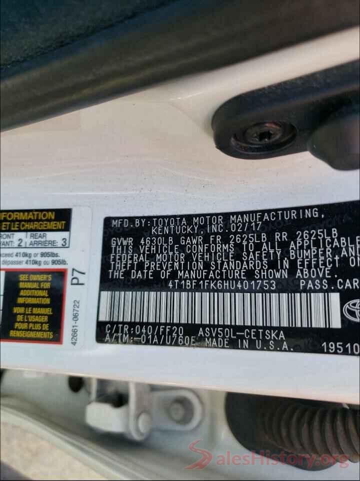 4T1BF1FK6HU401753 2017 TOYOTA CAMRY