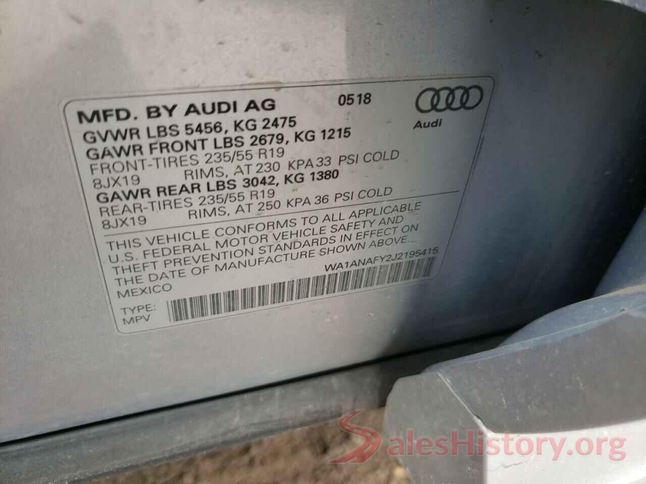 WA1ANAFY2J2195415 2018 AUDI Q5