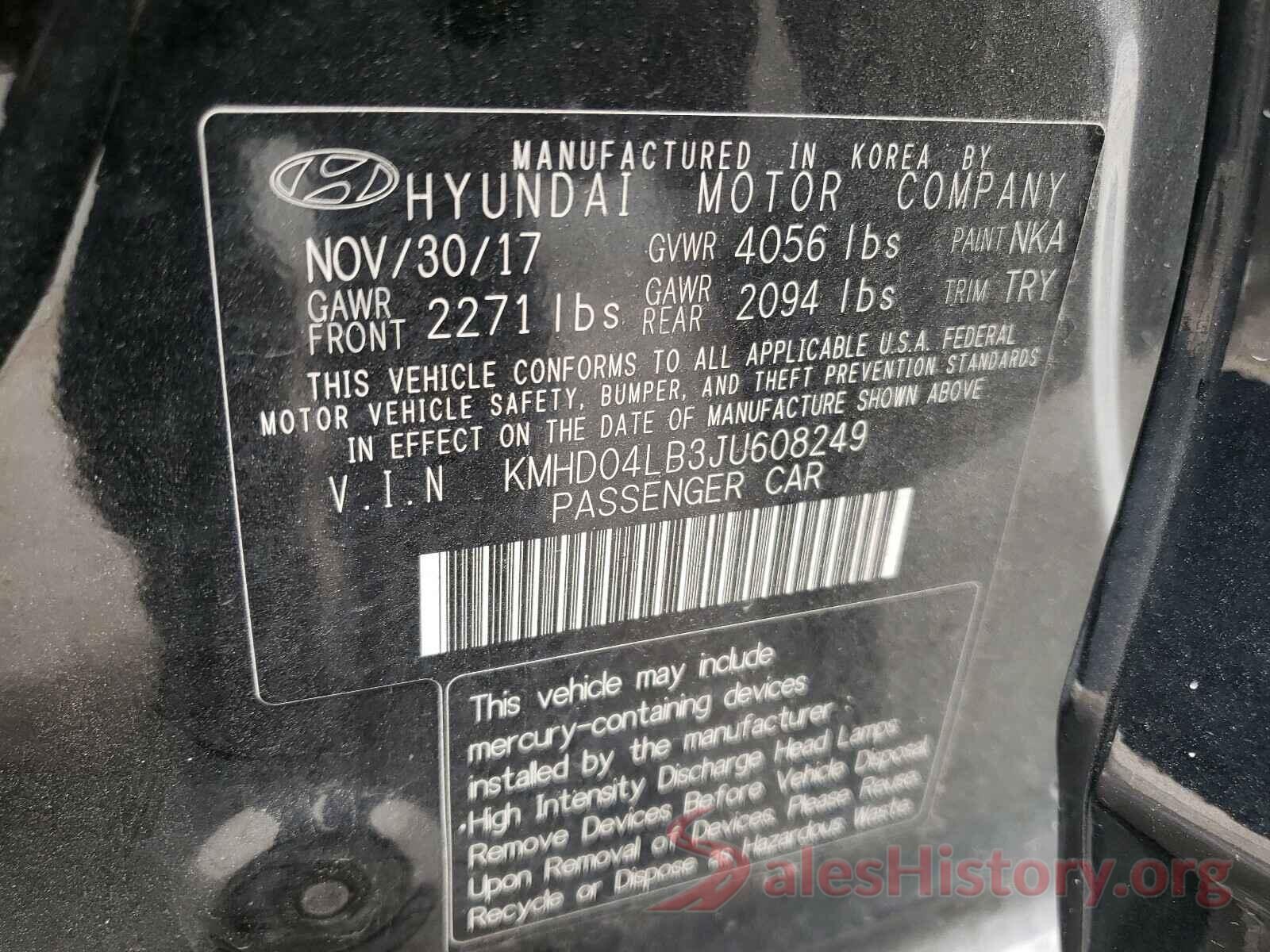 KMHD04LB3JU608249 2018 HYUNDAI ELANTRA