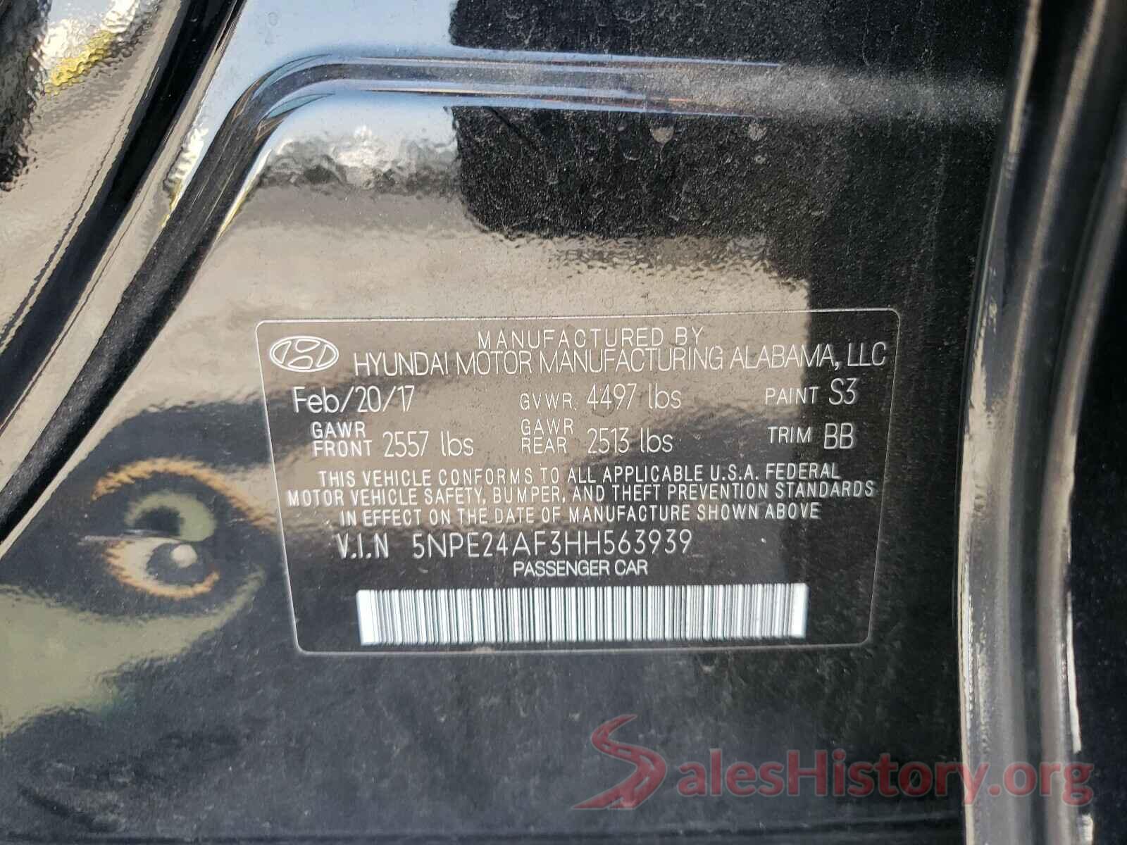 5NPE24AF3HH563939 2017 HYUNDAI SONATA