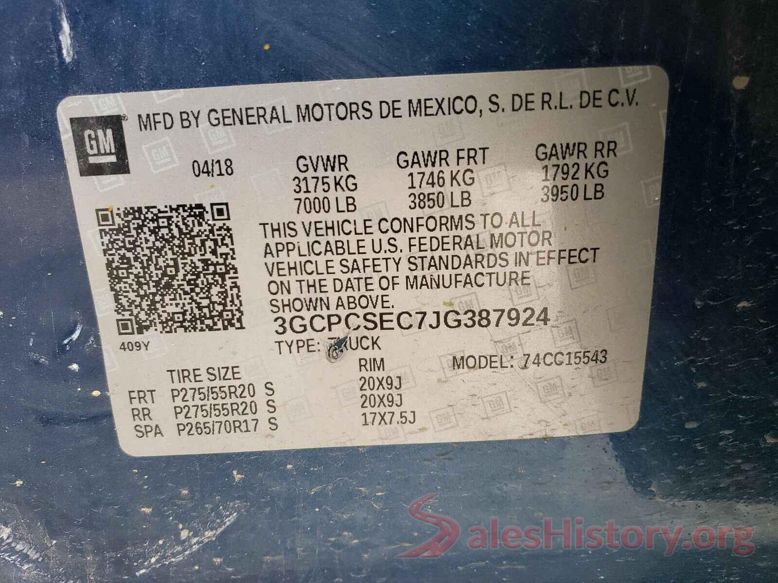 3GCPCSEC7JG387924 2018 CHEVROLET SILVERADO