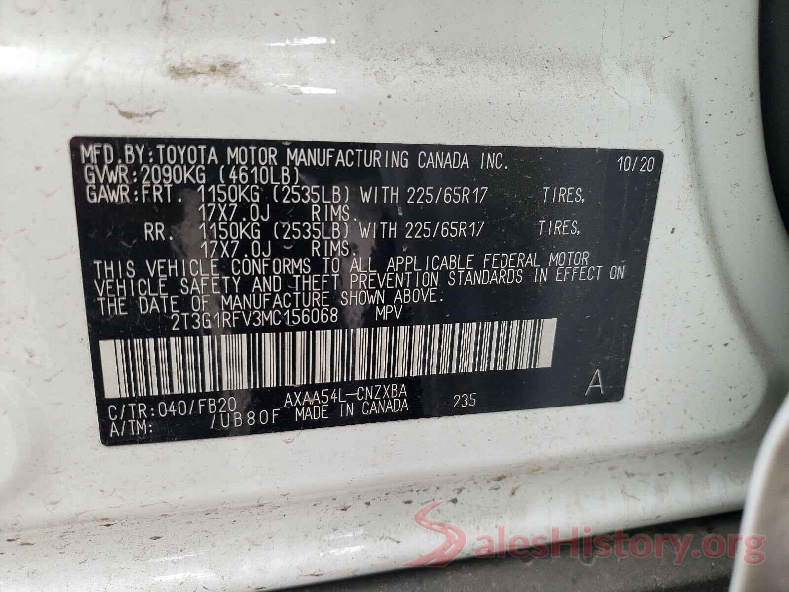 2T3G1RFV3MC156068 2021 TOYOTA RAV4