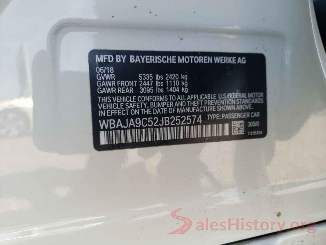 WBAJA9C52JB252574 2018 BMW 5 SERIES