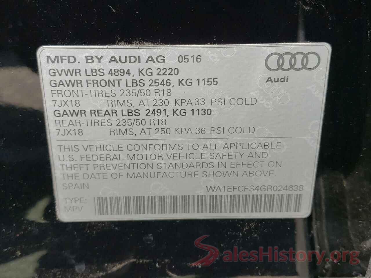 WA1EFCFS4GR024638 2016 AUDI Q3