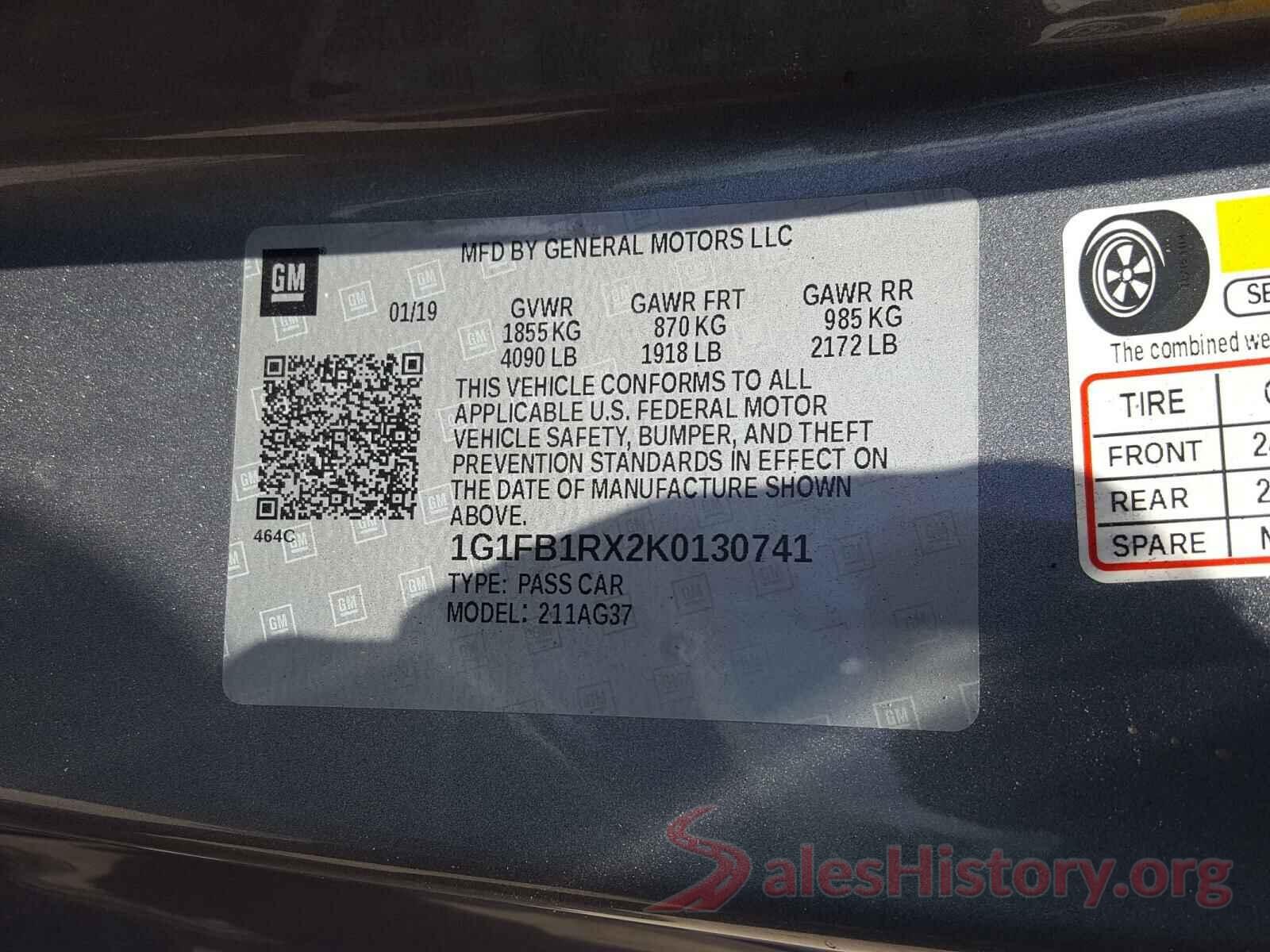 1G1FB1RX2K0130741 2019 CHEVROLET CAMARO