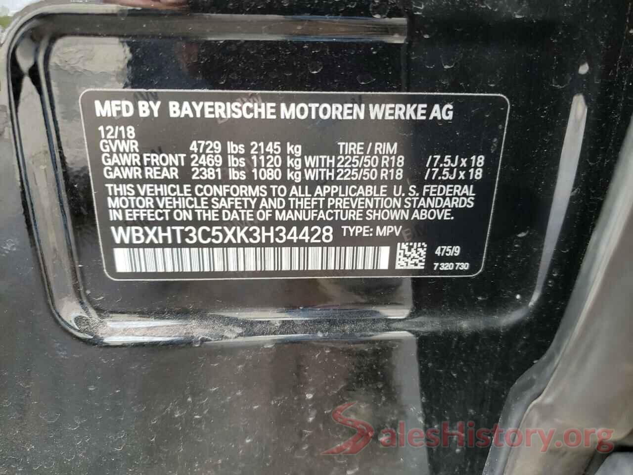 WBXHT3C5XK3H34428 2019 BMW X1