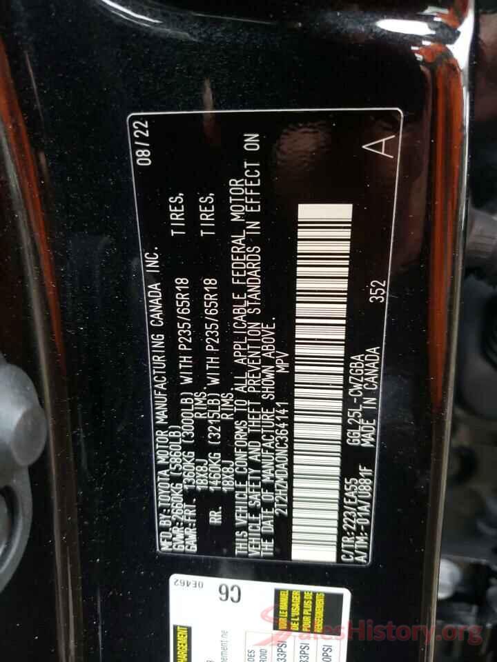 2T2HZMDA0NC364141 2022 LEXUS RX350