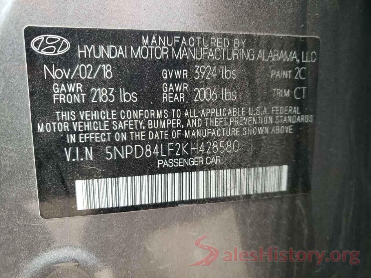 5NPD84LF2KH428580 2019 HYUNDAI ELANTRA